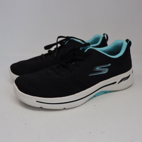 Skechers 124403 Go Walk Arch Fit Unify Black/Aqua Sneakers Women’s Size 8.5 Wide - Picture 1 of 7